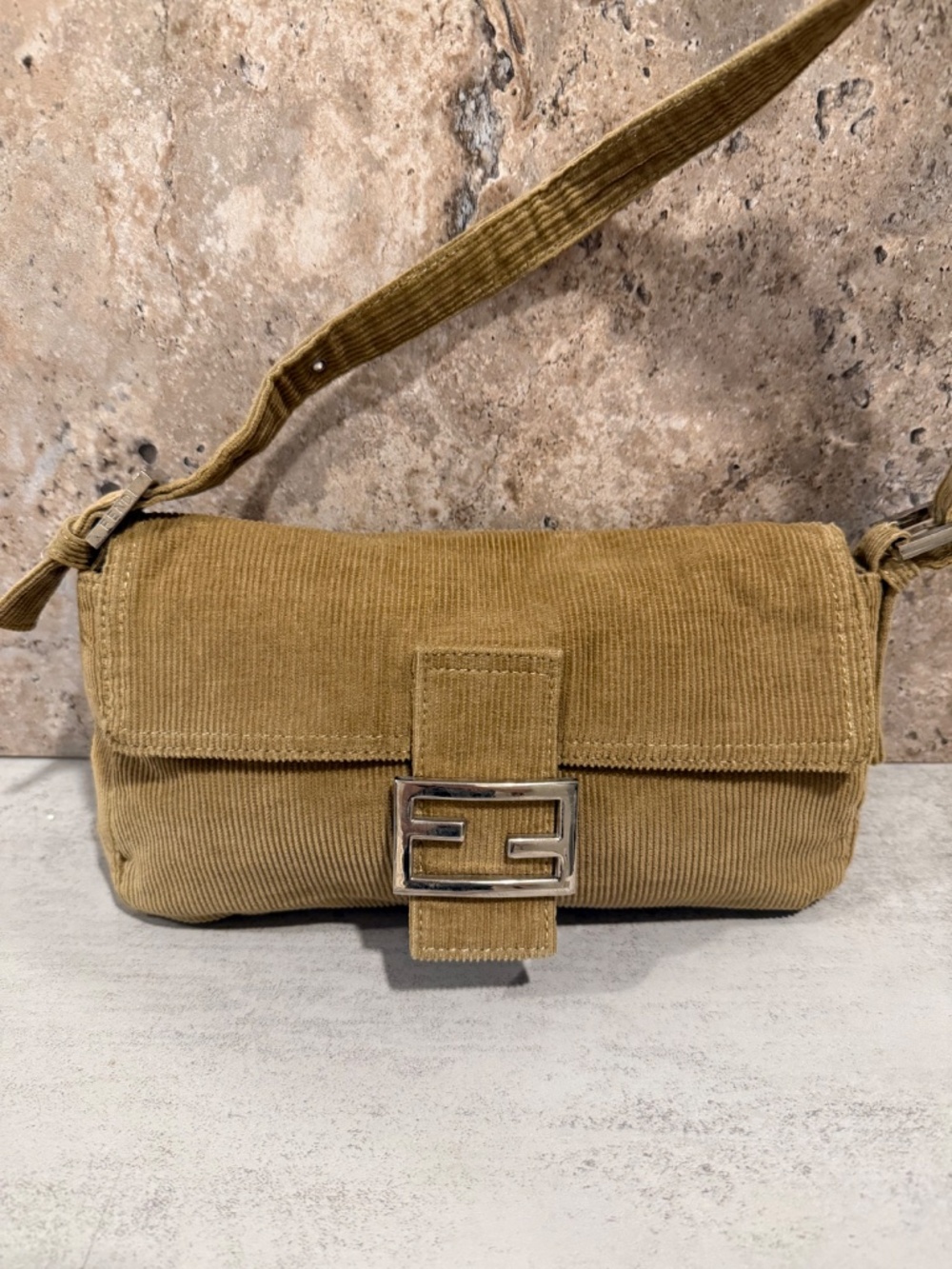 Vintage Fendi Baguette Corduroy Shoulder Bag - Picture 2 of 12